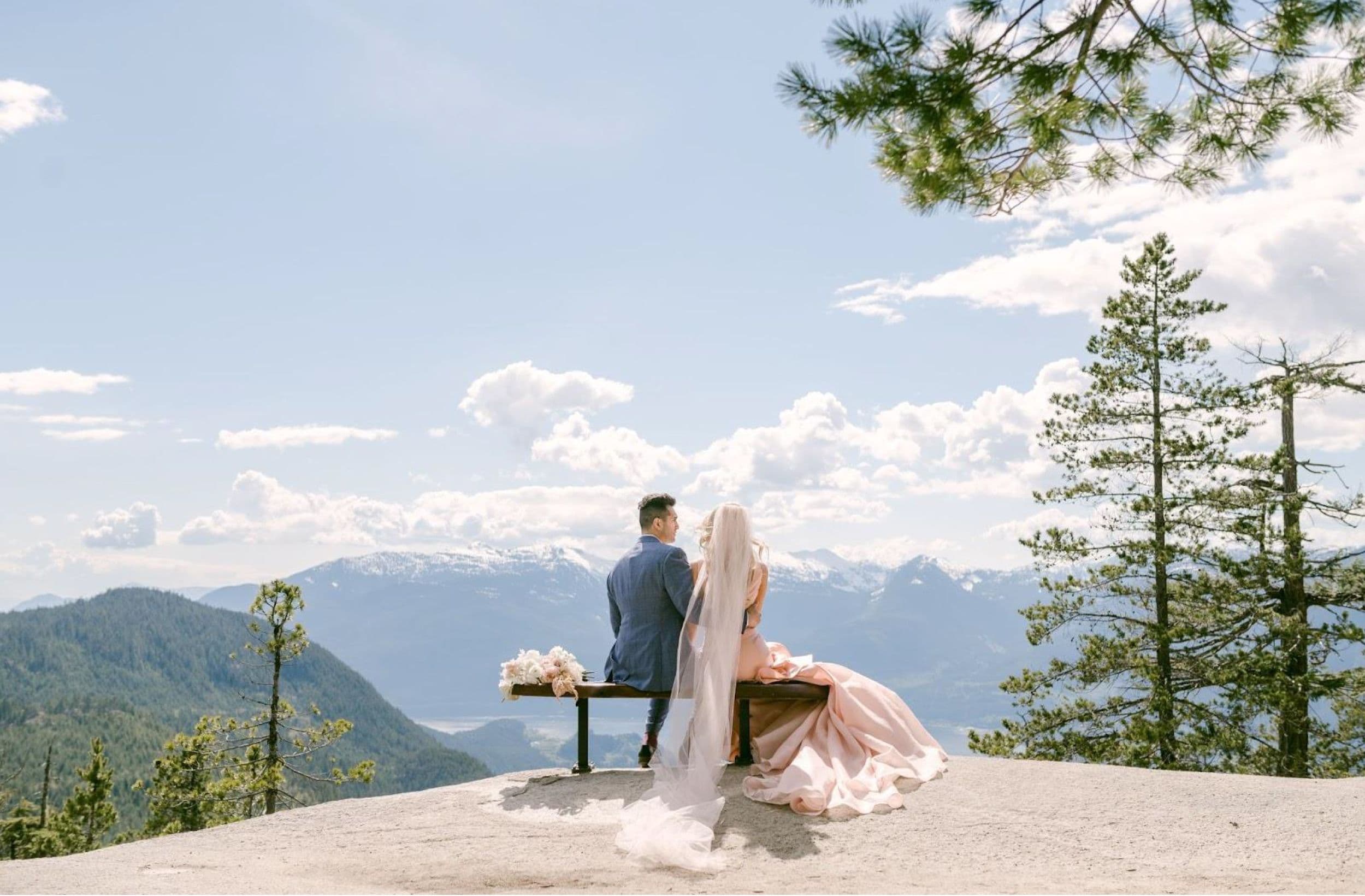Planning the Perfect Destination Wedding - couple overlooking mountain scenery