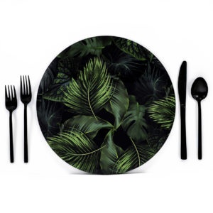 Hunter Green Botanical Placemat Charger from Amazonica Collection- Lola Valentina High End Table Linen Rental