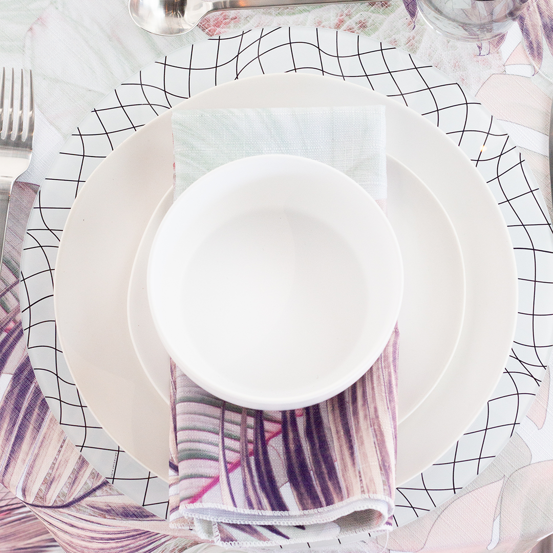 Light-Pink-White-Botanical-Grid-Linen-Napkin-Placemat-Charger