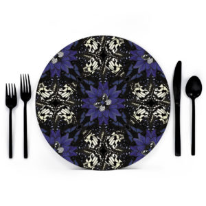 Blue Kaleidoscope Placemat Charger from Butterfly Collection- Lola Valentina High End Table Linen Rental