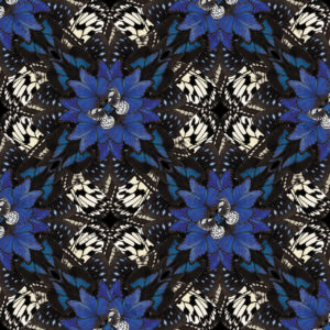 Blue-Kaleidoscope Pattern 30x30 From Butterfly Collection- Lola Valentina High End Table Linen Rental