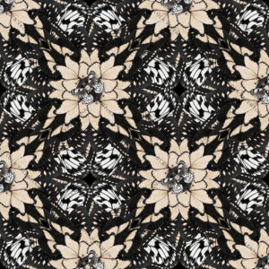 Ivory Kaleidoscope Pattern 30x30 From Butterfly Collection- Lola Valentina High End Table Linen Rental