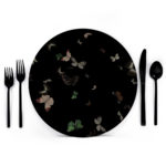 Black Butterflies Placemat Charger from Butterfly Collection- Lola Valentina High End Table Linen Rental