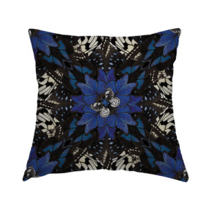 Blue Kaleidoscope Pillow from Butterfly Collection- Lola Valentina High End Table Linen Rental