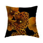 Orange Black Orchid Pillow from Amazonica Collection- Lola Valentina High End Table Linen Rental