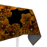 Orange Black Orchid Tablecloth from Amazonica Collection- Lola Valentina High End Table Linen Rental
