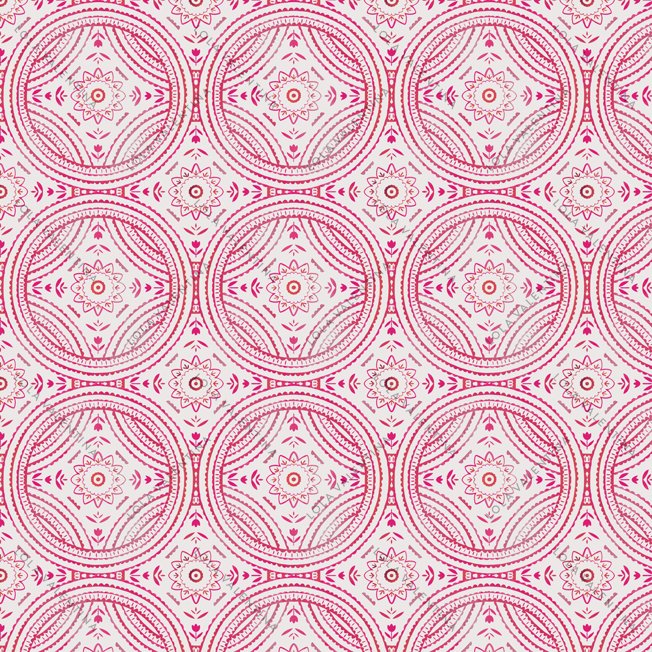 Hot-Pink-Red-Medallion-Pattern