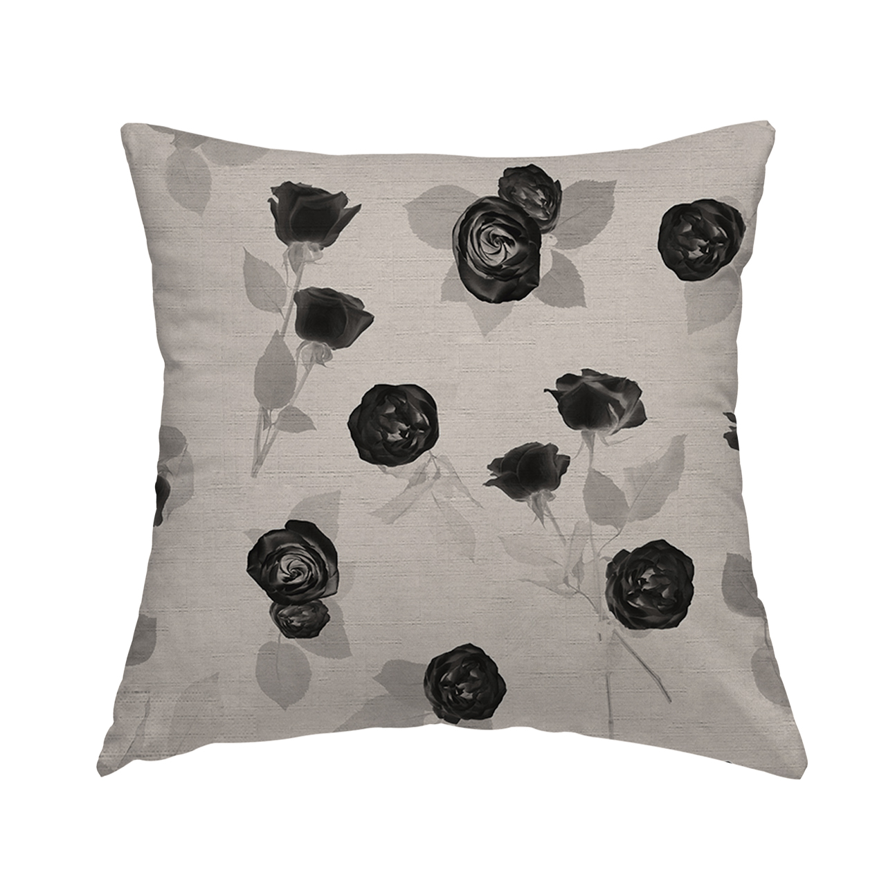Ivory-Black-Rosa-Flowers-Pillow