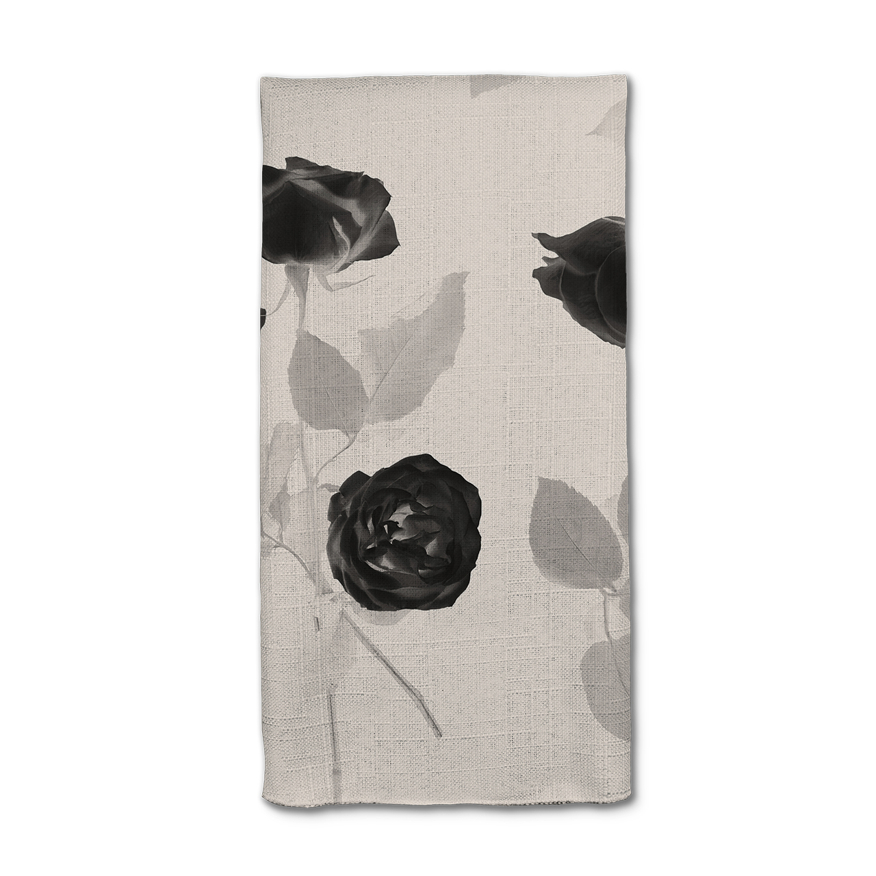 Ivory-Black-Rosa-Floral-Napkin