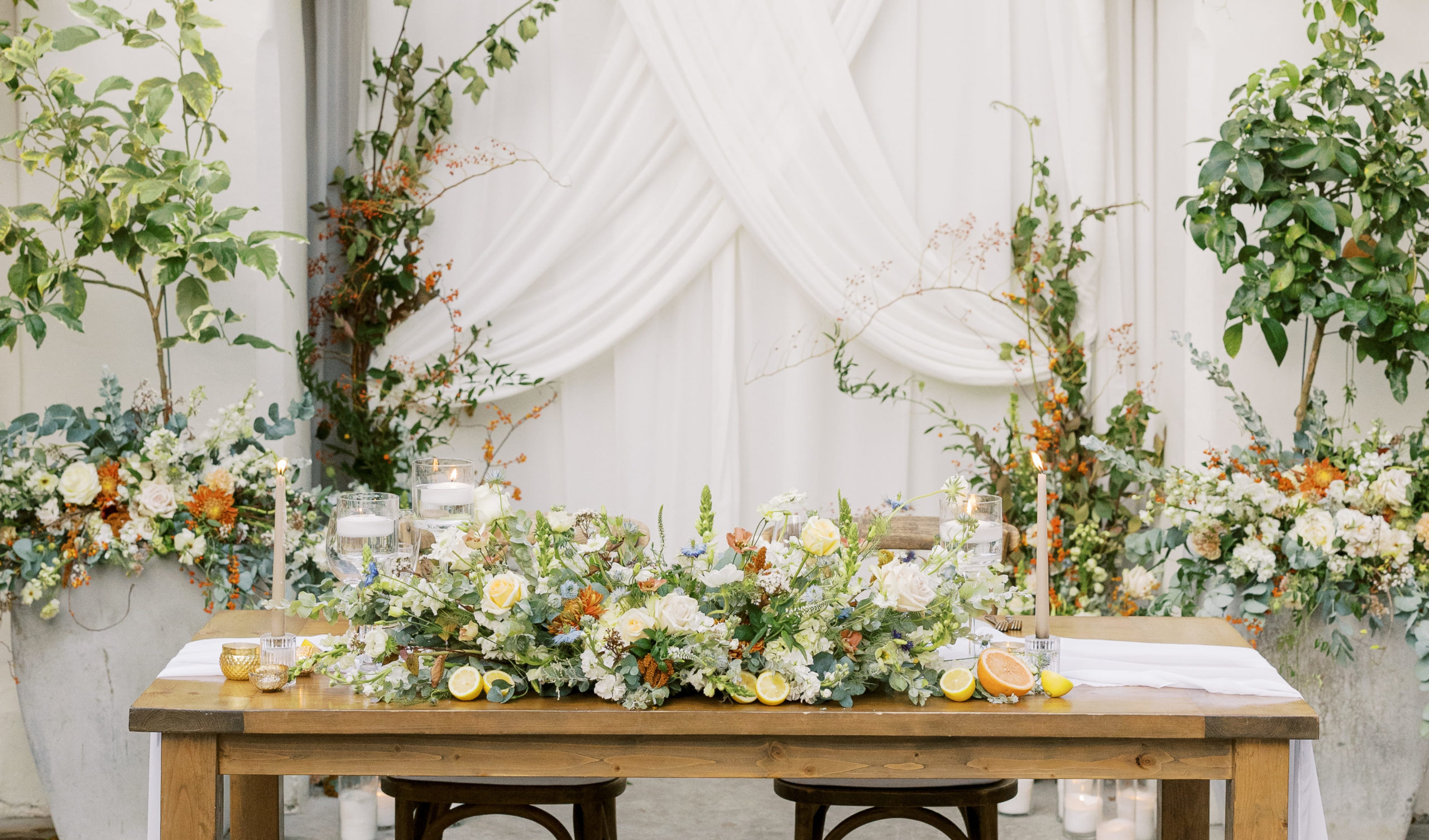 image of a table scape for a garden wedding theme