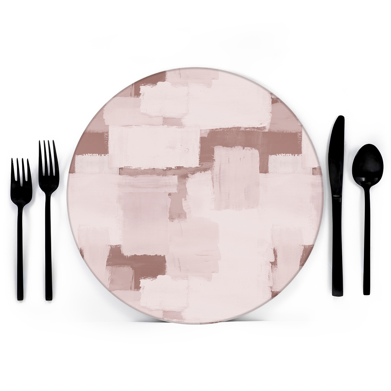 Light Pink Brushstrokes Placemat Charger from Abstract Collection- Lola Valentina High End Table Linen Rental