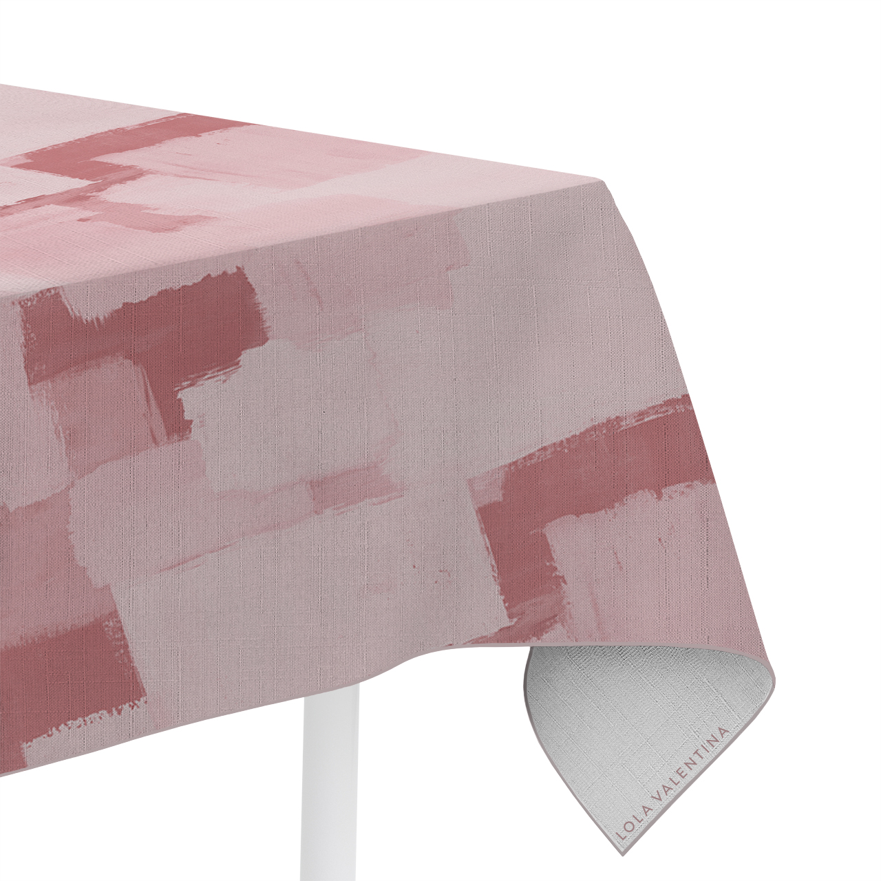 Light Pink Brushstrokes Tablecloth from Abstract Collection- Lola Valentina High End Table Linen Rental