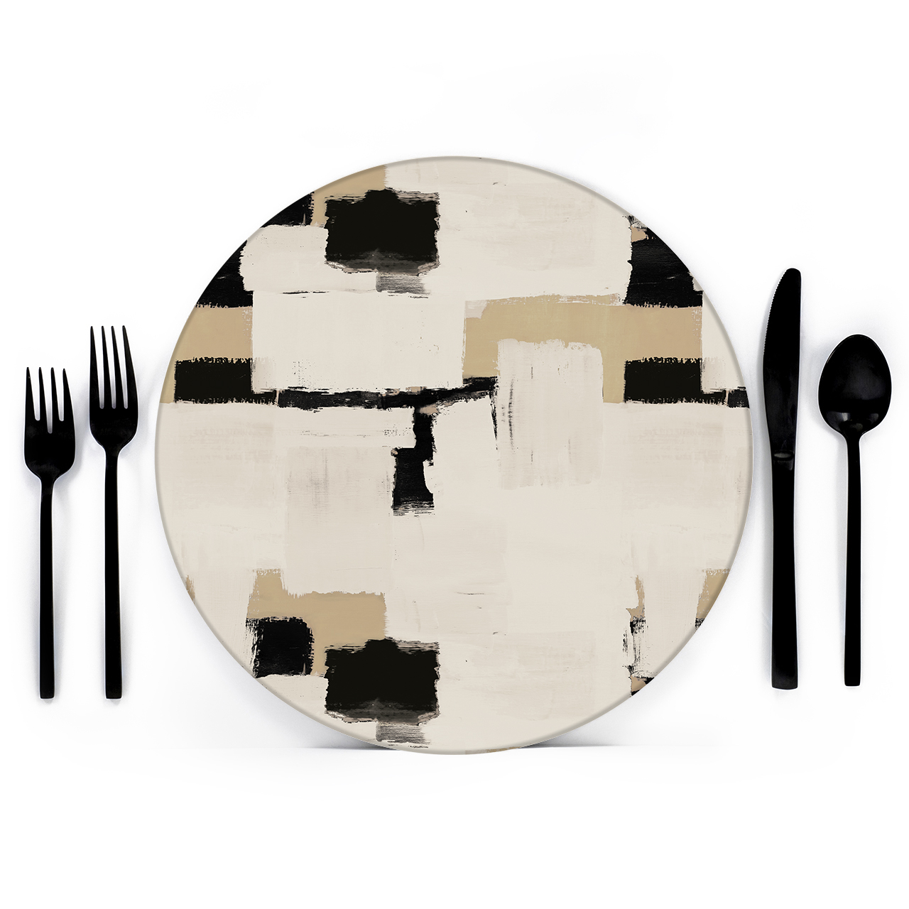 Nude Brushstrokes Placemat Charger from Abstract Collection- Lola Valentina High End Table Linen Rental