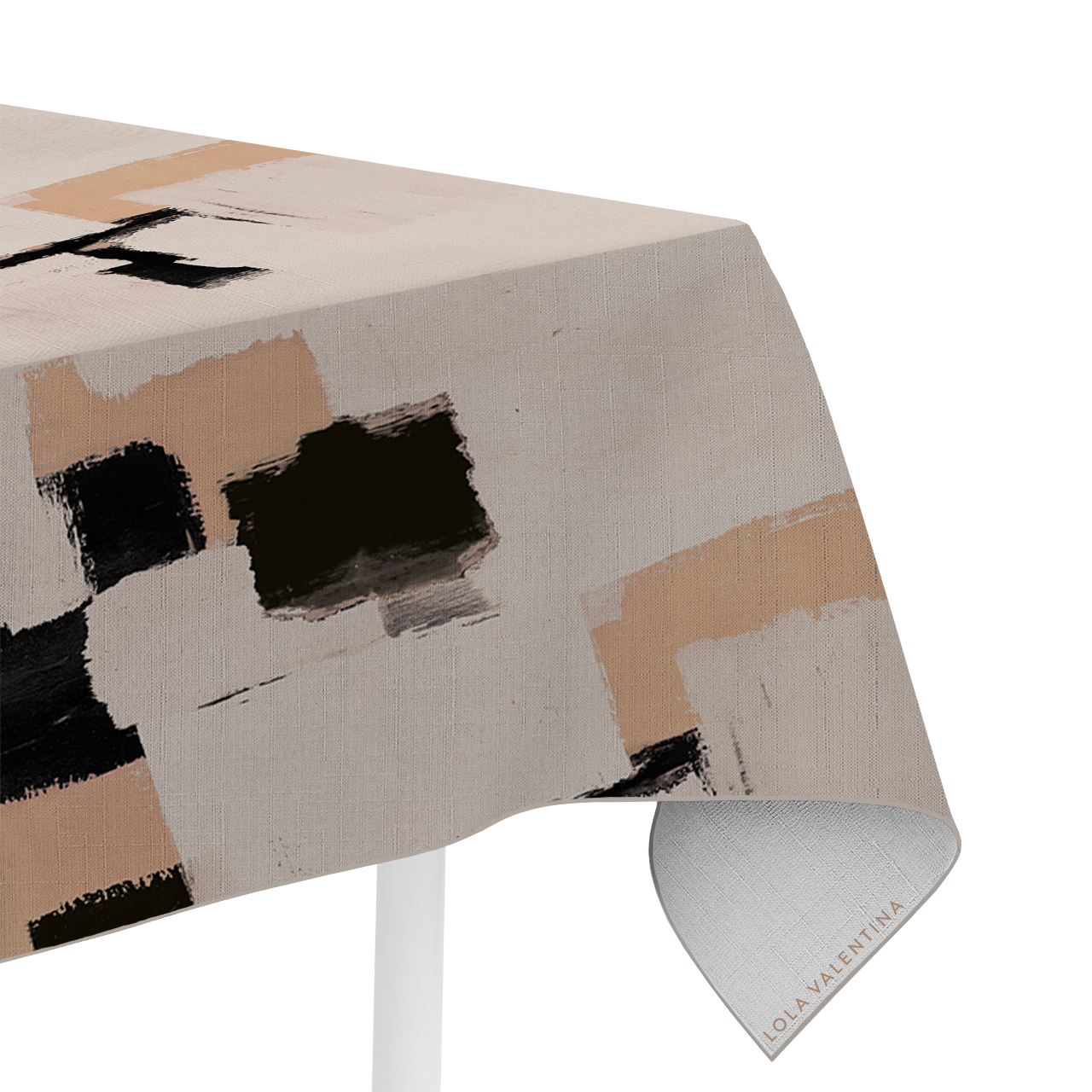 Nude Brushstrokes Tablecloth from Abstract Collection- Lola Valentina High End Table Linen Rental