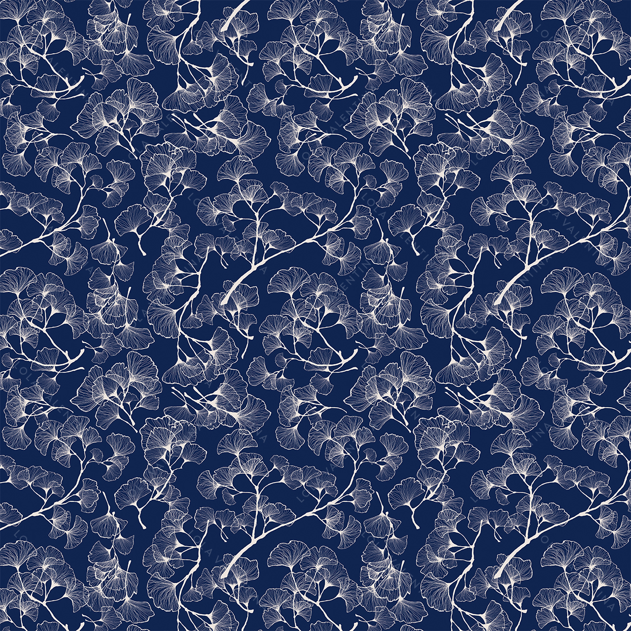 Blue-and-White-Gingko-Floral-Pattern