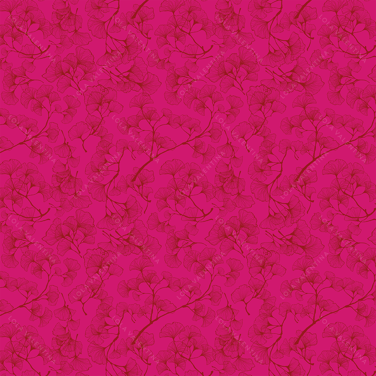 Pink-And-Red-Ginkgo-Floral-Pattern
