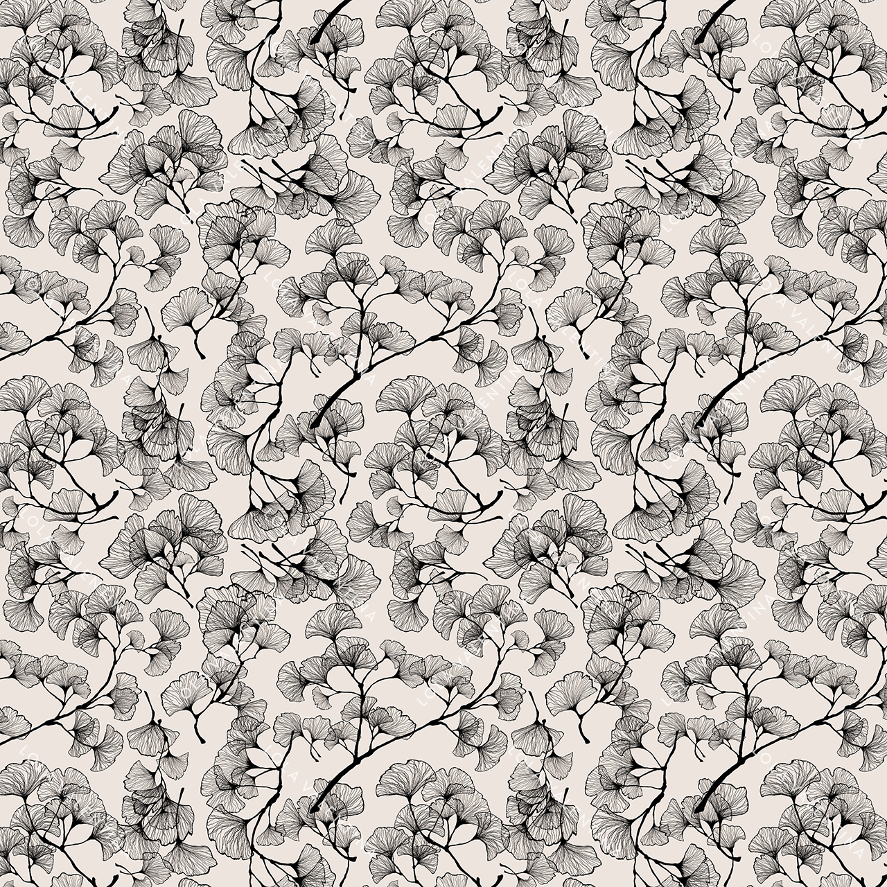 White-and-Black-Gingko-Pattern