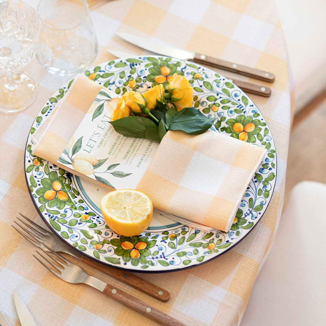Yellow-Gingham-Tablecloth-Linen-Napkin