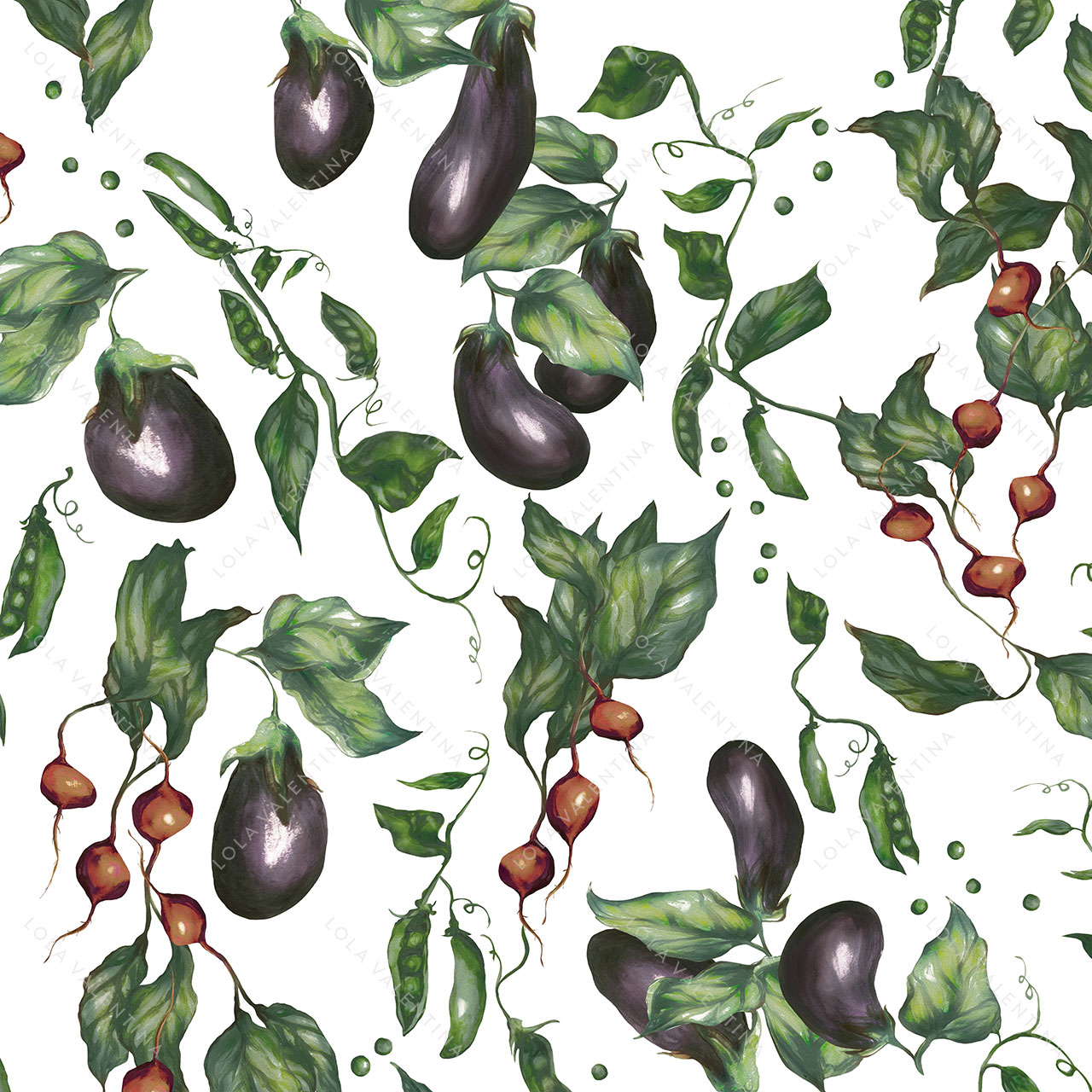 Green-Vegetables-Eggplants-Radishes-Peas-Melanzana-Pattern