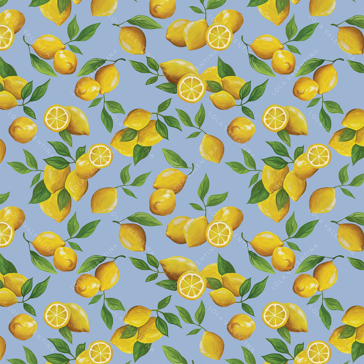 Lemons-Leaves-Blue-Fruits-Citrus-Pattern