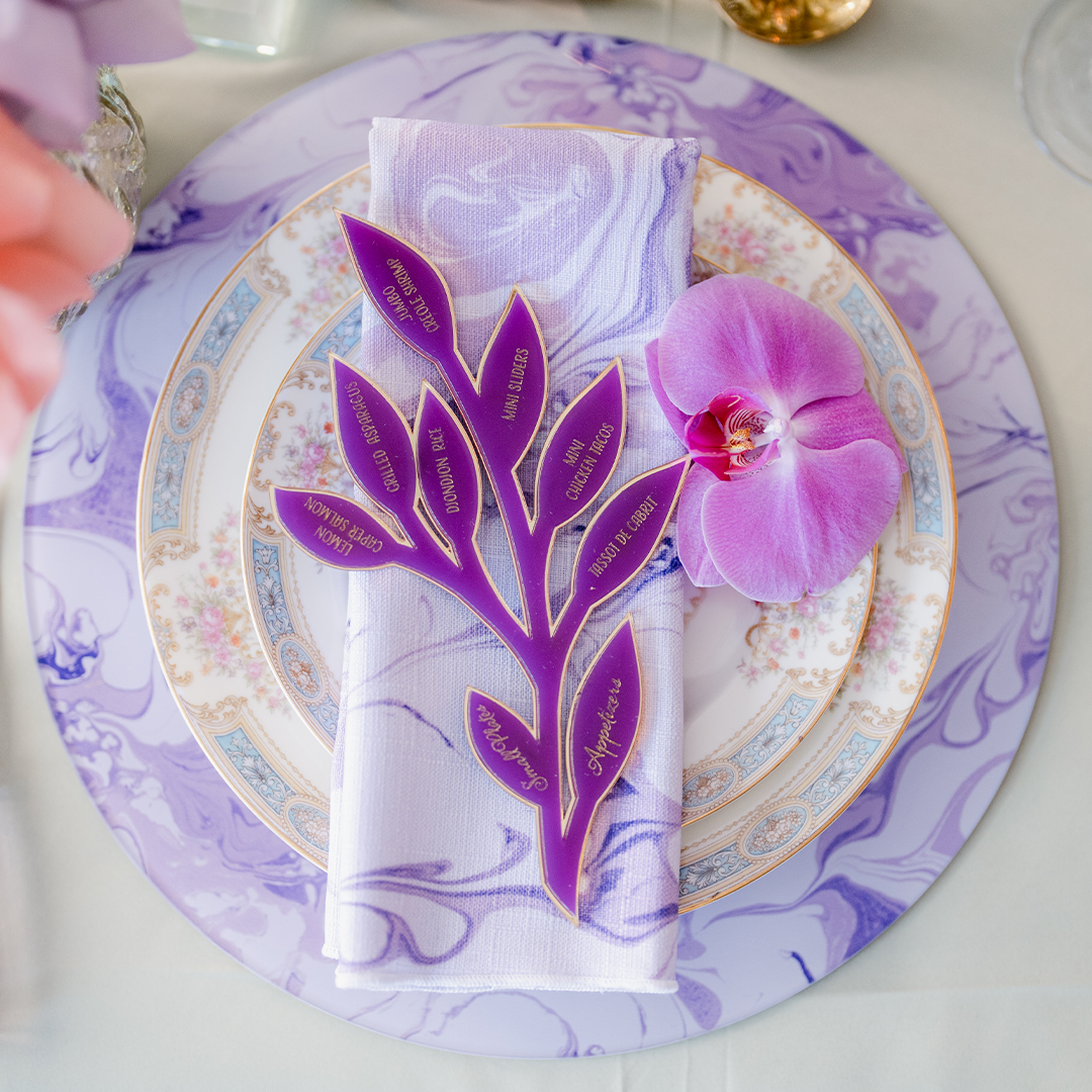 lavender ebru pattern tabletop decor