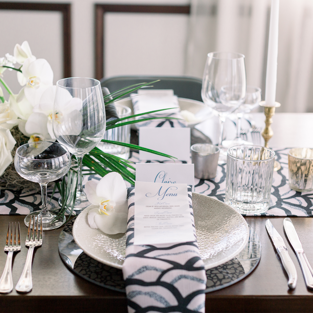 black and white pattern tabletop decor