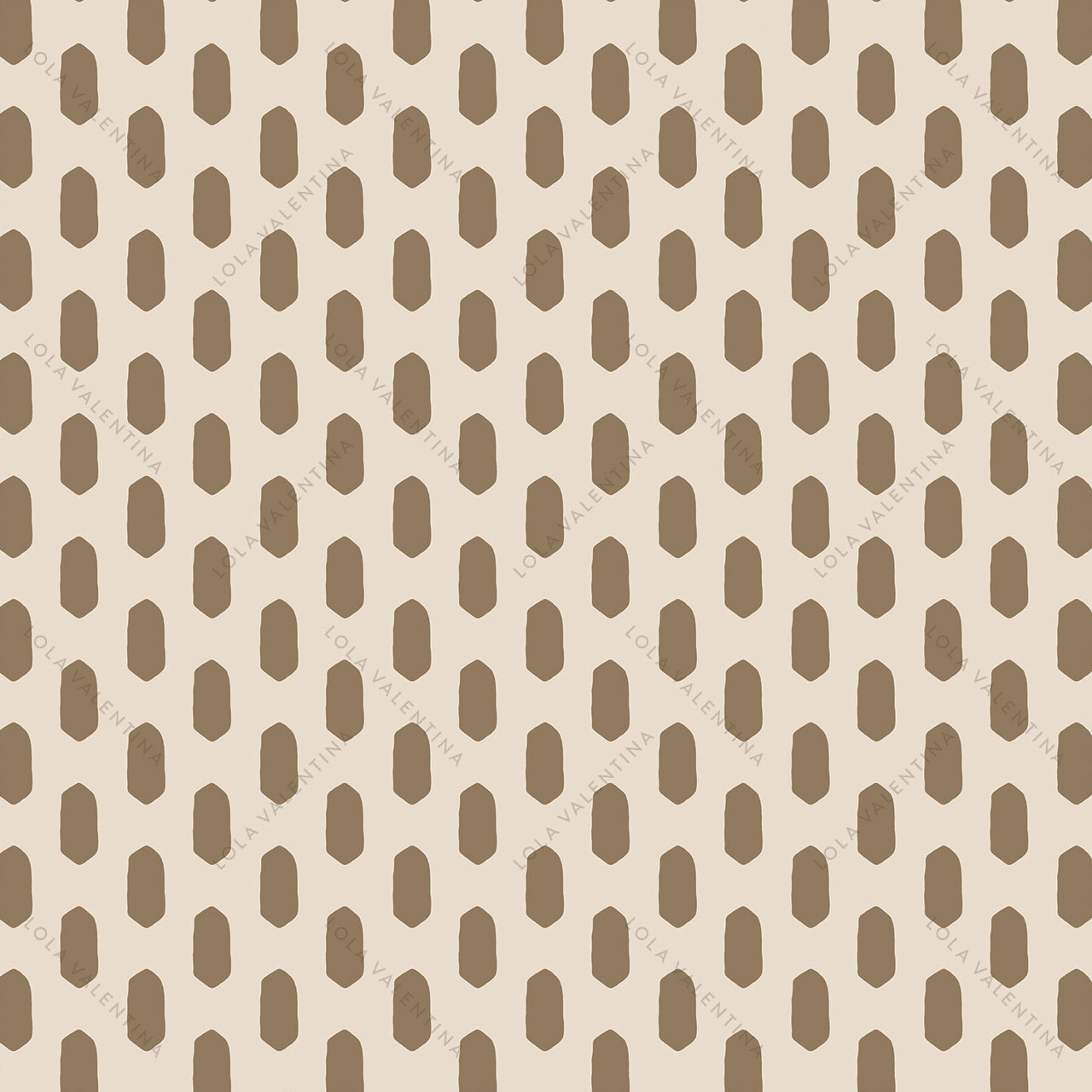 Iced-Coffee-Brown-Abstract-Oval-Shapes-Ivory-Pattern