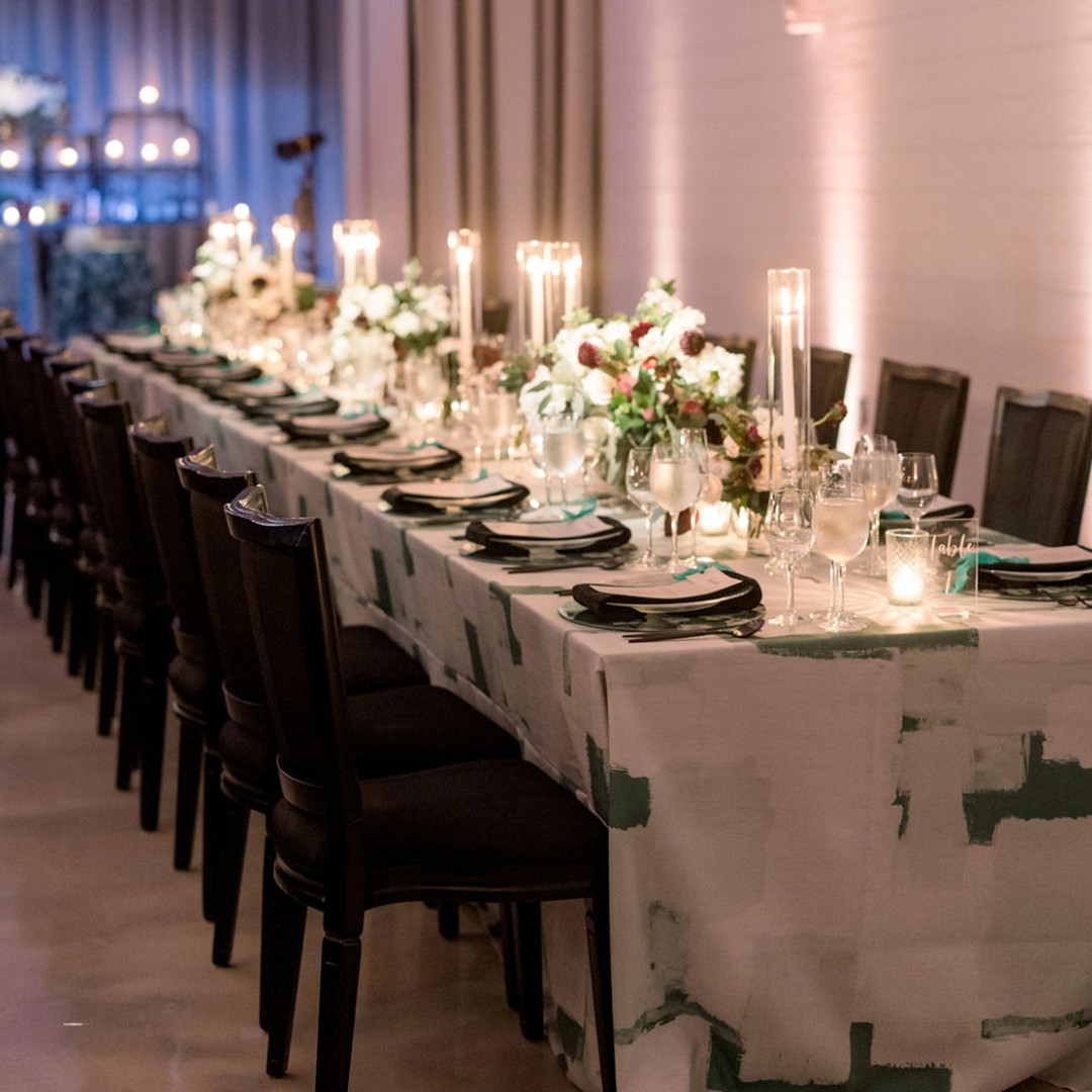 Green Abstract Linen and Floral Placemat Charger