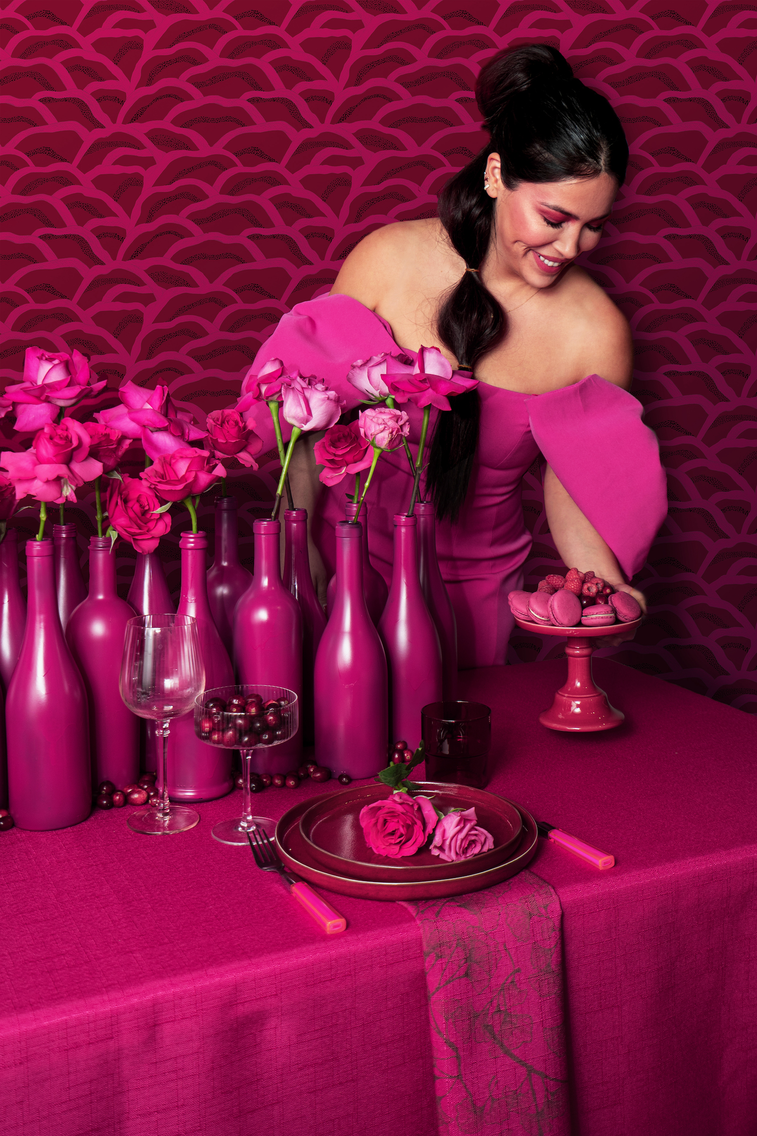 hot pink-red-table linen-napkin
