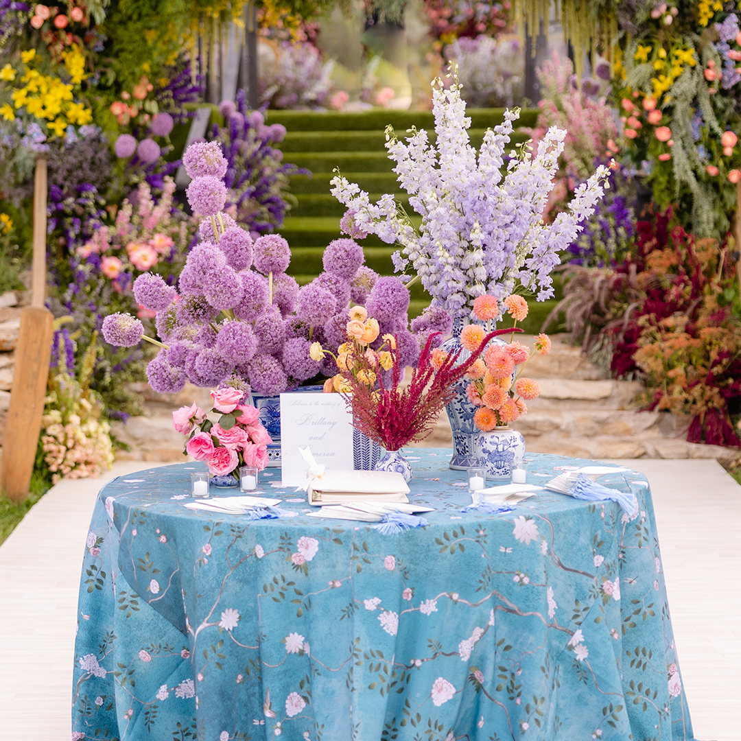 teal flor garden table linen tablecloth
