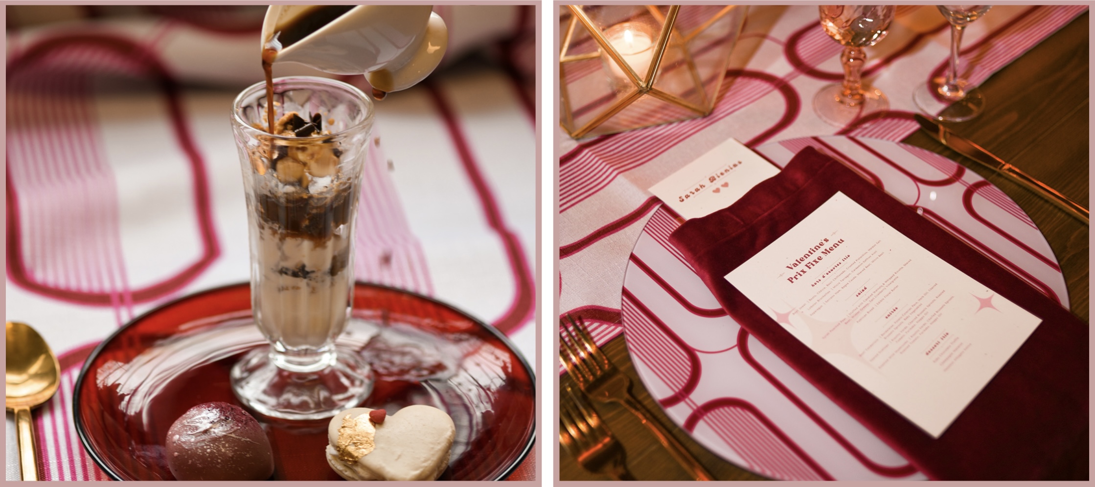 hot pink red condesa placemat charger and table runner