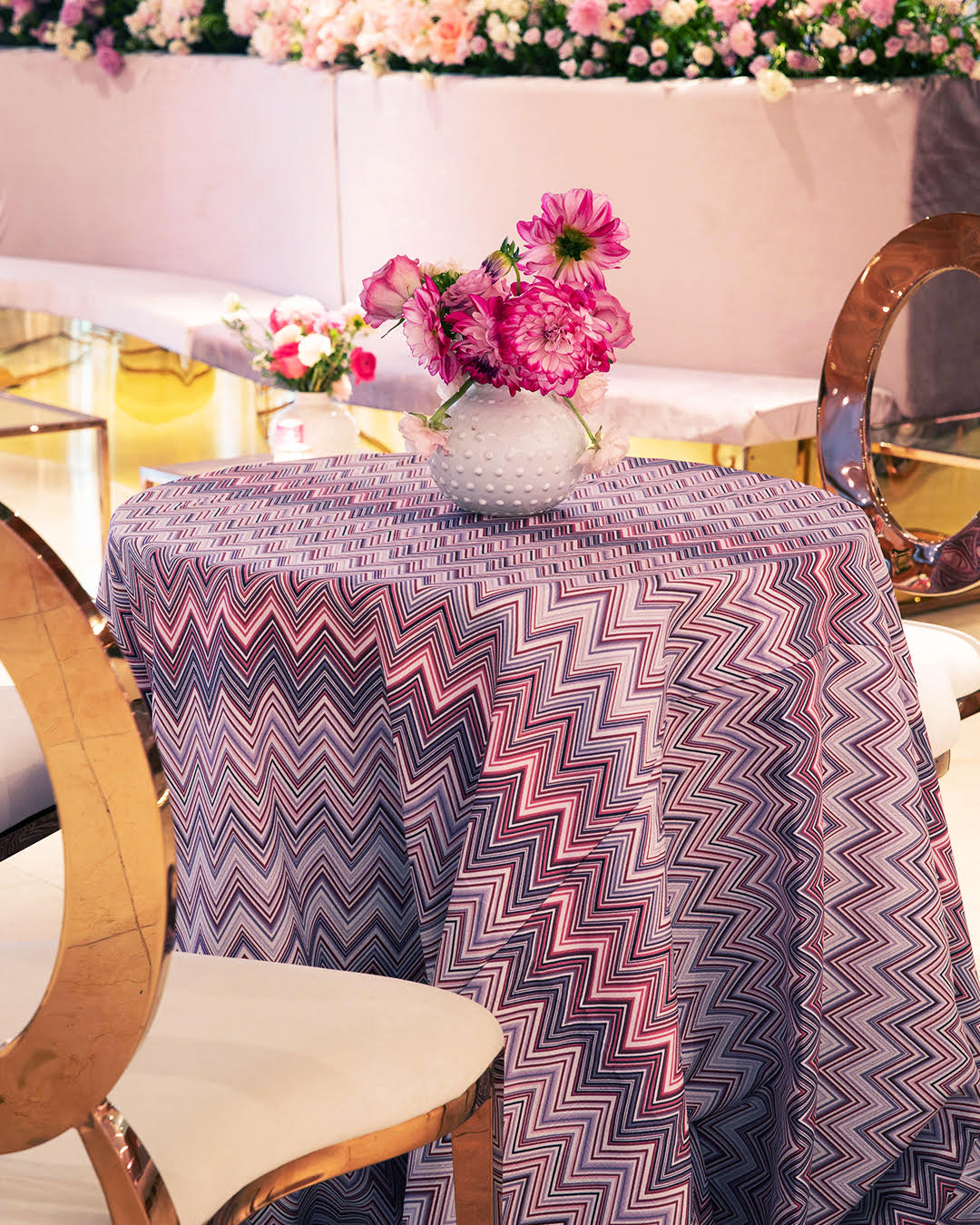 custom chevron lavender, light pink, blush table linen
