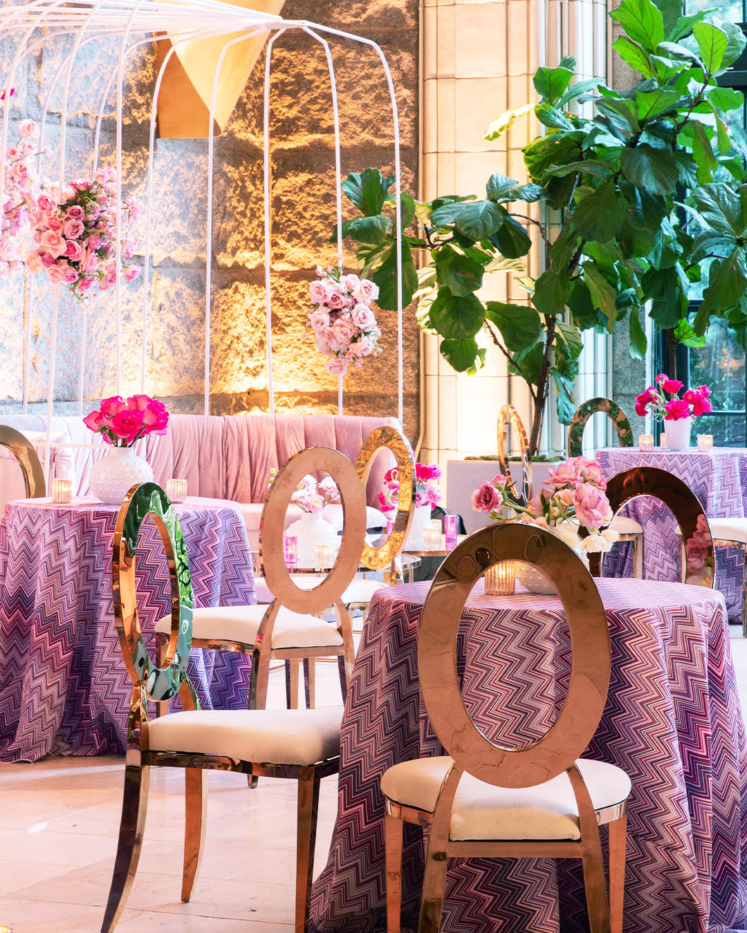 custom chevron lavender, light pink, blush table linen