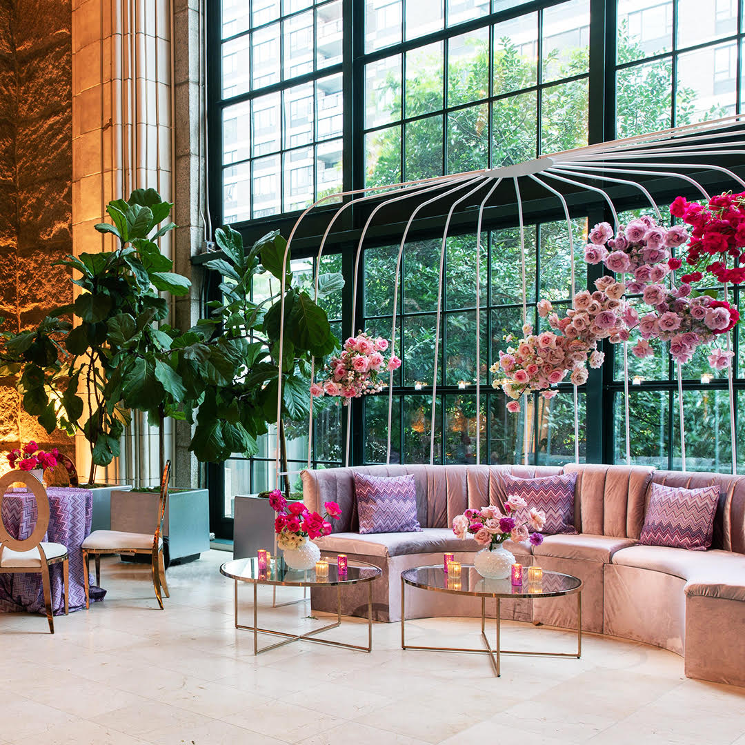 custom chevron lavender, light pink, blush table linen and accent pillows