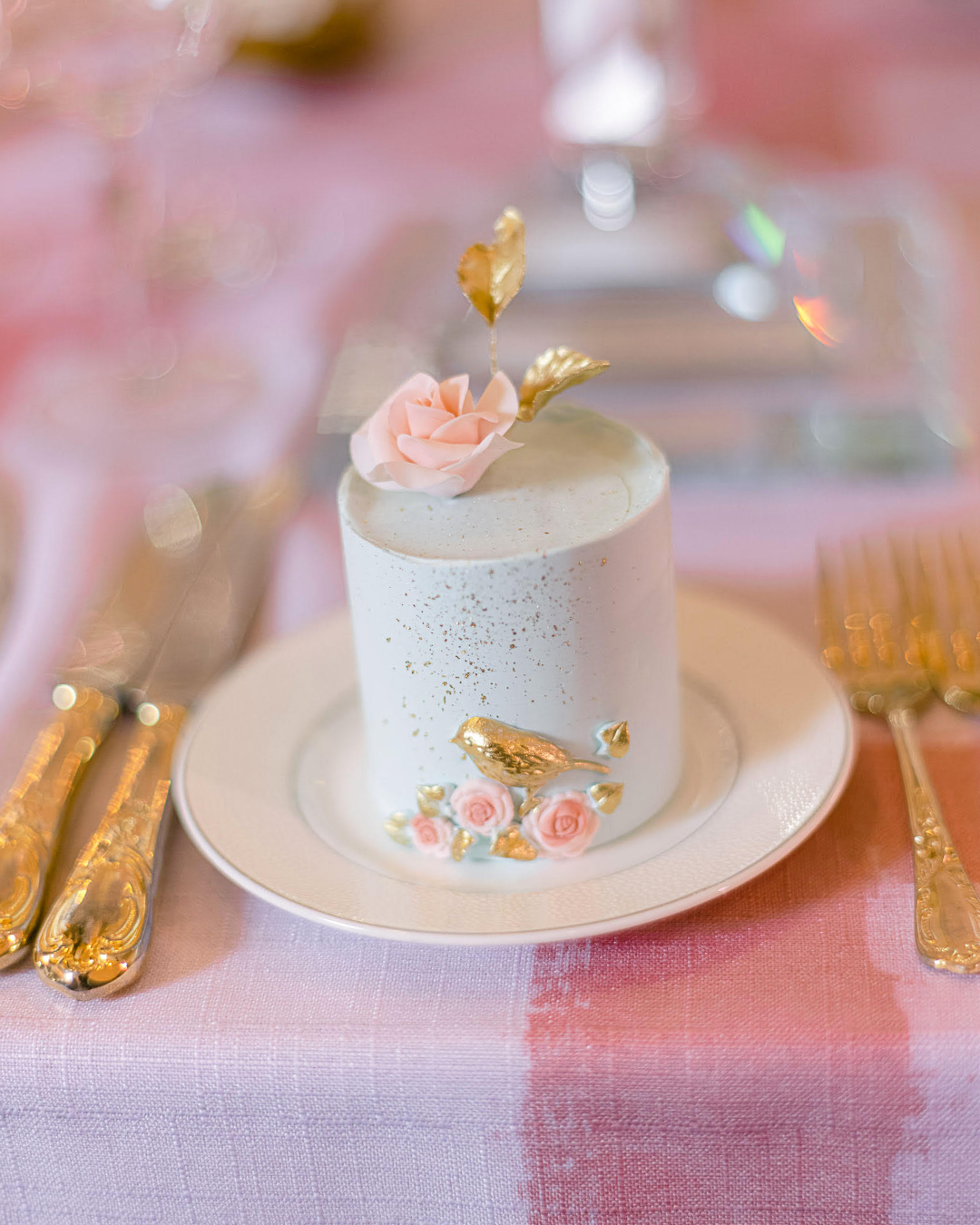 light pink brushstrokes table linen