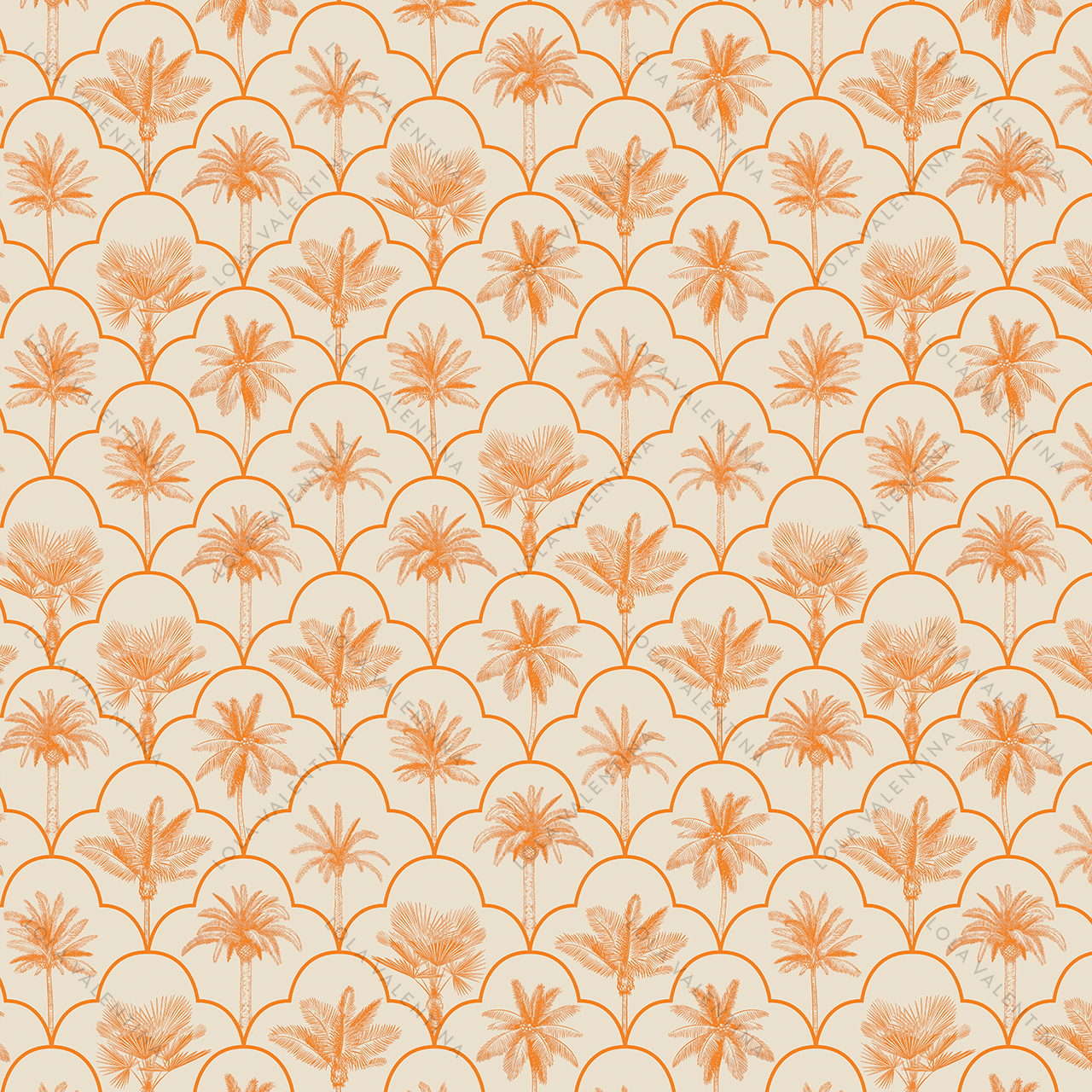 Orange-Biscayne-Pattern-30x30-From-Deco-Collection-Lola-Valentina-High-End-Linen-Rental