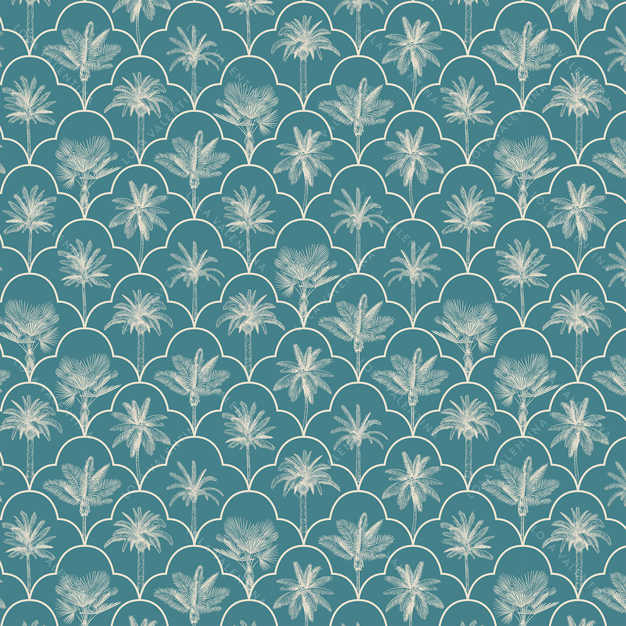 Teal-Biscayne-Pattern-30x30-From-Deco-Collection-Lola-Valentina-High-End-Linen-Rental