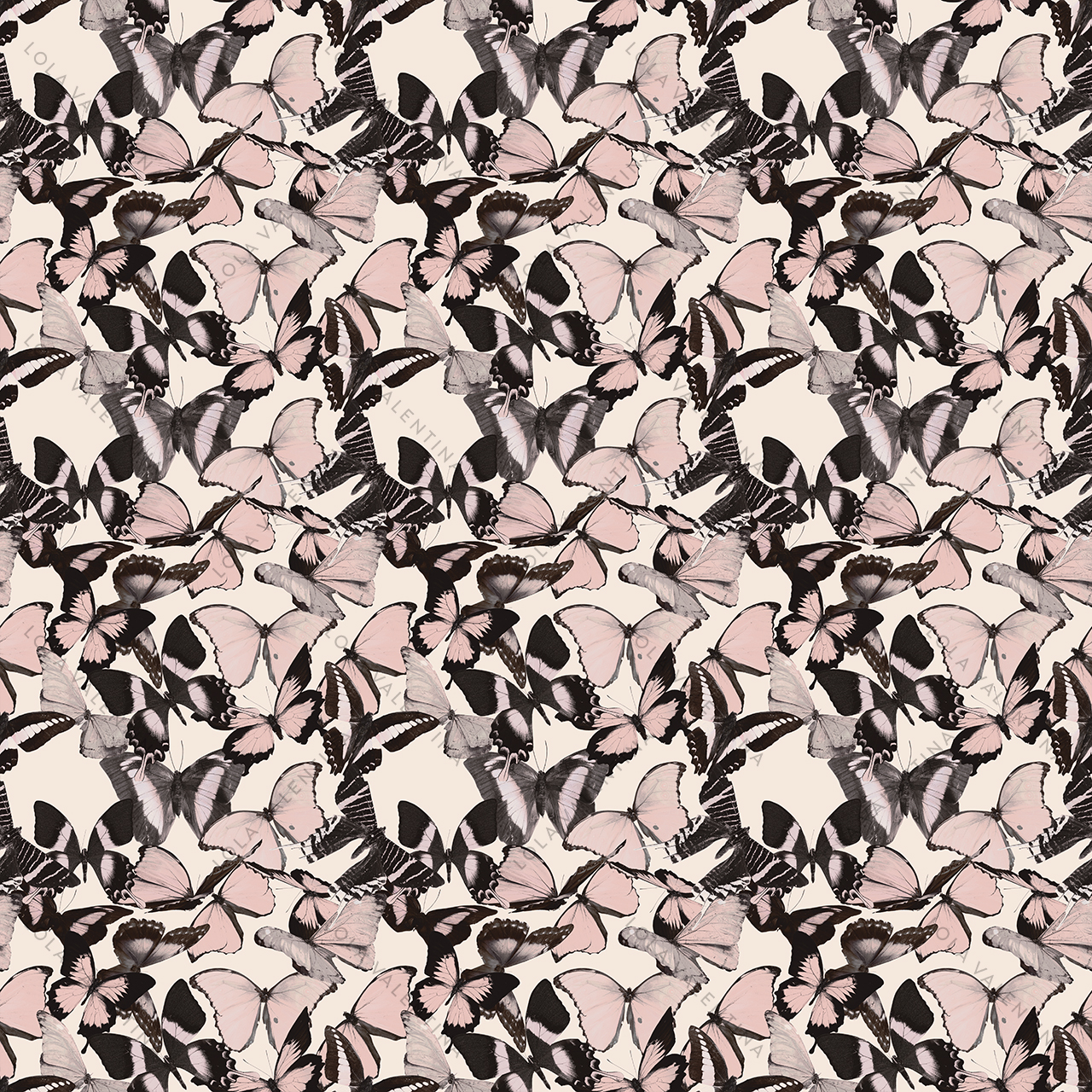 Pink Cream Morphini Pattern 30x30 From Butterfly Collection- Lola Valentina High End Table Linen Rental