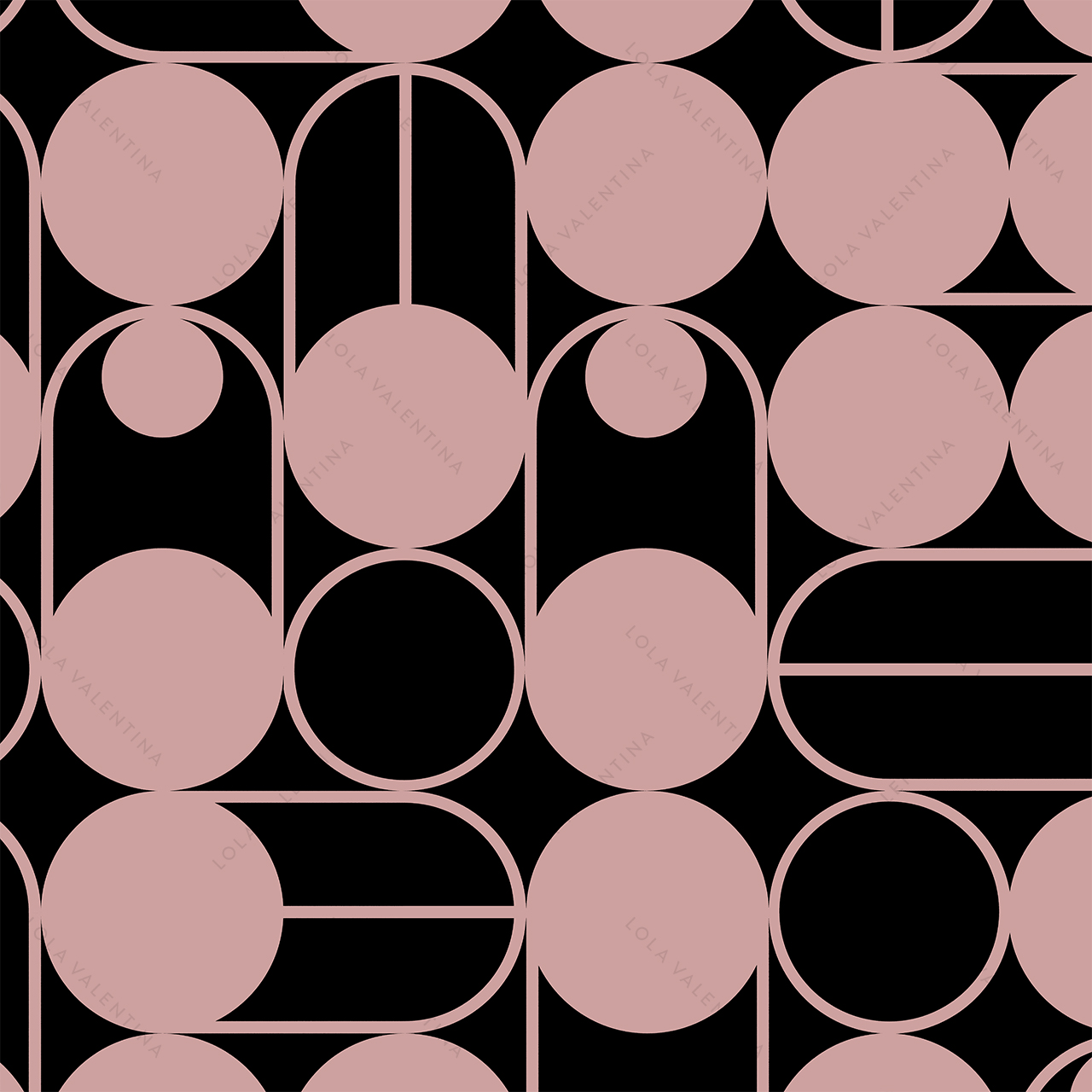 Blush-Black-Roma-Norte-Pattern-30x30-From-Deco-Collection-Lola-Valentina-High-End-Linen-Rental