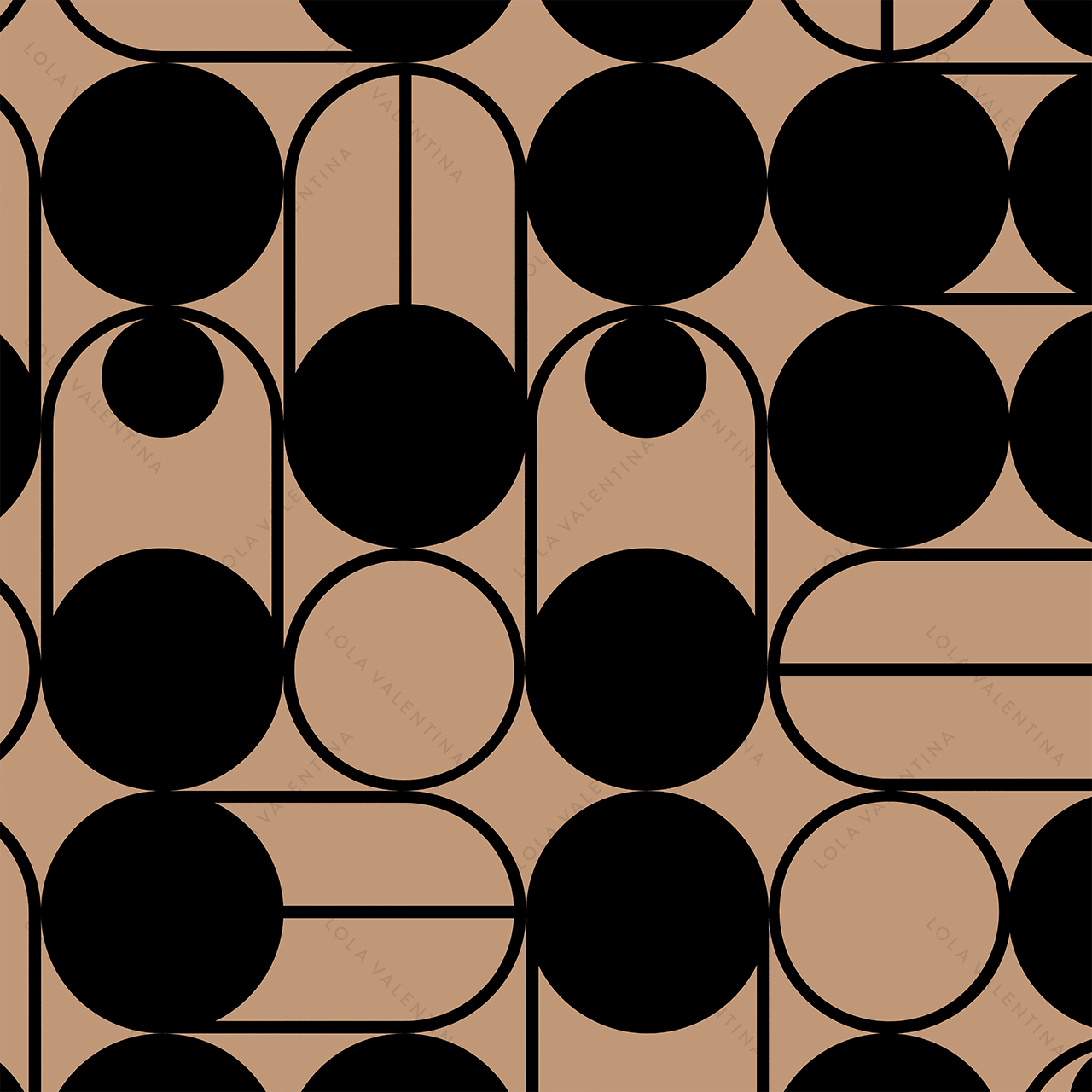 Caramel-Black-Roma-Norte-Pattern-30x30-From-Deco-Collection-Lola-Valentina-High-End-Linen-Rental