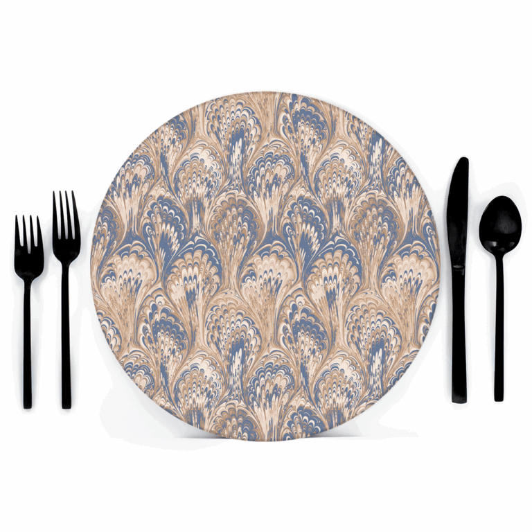 French Blue Caramel Ebru in Product Type: Chargers/Placemats
