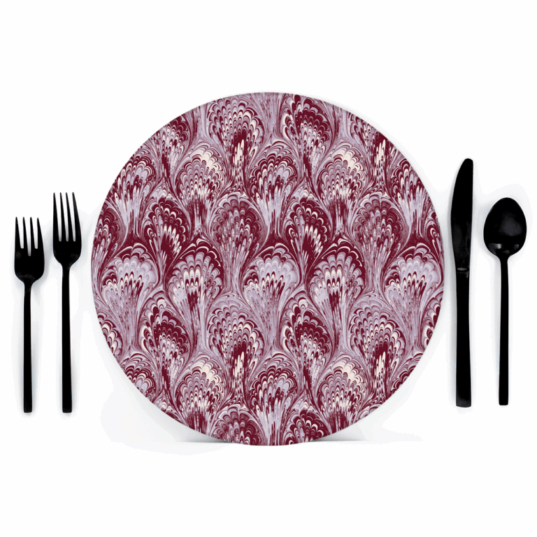 Maroon Orchid Bloom Ebru in Product Type: Chargers/Placemats